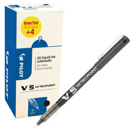 ROLLER HI TECPOINT V5 CON CAPPUCCIO - PUNTA 0,5MM - NERO - PILOT - CONF. 16 + 4 PEZZI 82705