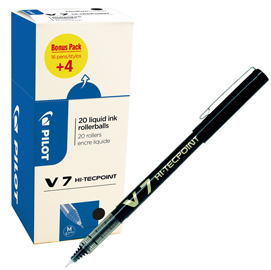 ROLLER CON CAPPUCCIO HI TECPOINT V7  - PUNTA 0,7MM - NERO  - PILOT - CONF. 16 + 4 PEZZI 83327