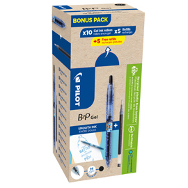 ROLLER GEL B2P ECOBALL - PUNTA 0,7 MM - 10 REFILL B2P INCLUSI - NERO - PILOT - CONF. 20 PEZZI 98225
