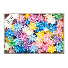STELLE DI NASTRO LISCIO 6800 - 14MM - DIAMETRO 6,5CM - COLORI PRIMAVERILI ASSORTITI - BRIZZOLARI - CF. 100 88262