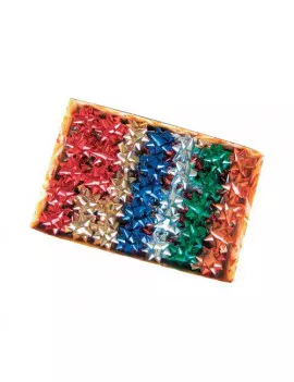 STELLE DI NASTRO METAL 6870 - 14 MM - DIAM. 6,5 CM - COLORI ASSORTITI - BRIZZOLARI - CONF. 100 PEZZI 88237