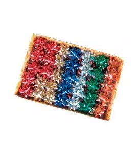 STELLE DI NASTRO METAL 6870 - 14 MM - DIAM. 6,5 CM - COLORI ASSORTITI - BRIZZOLARI - CONF. 100 PEZZI 88237