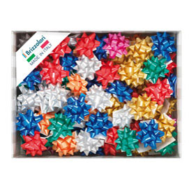 STELLE DI NASTRO LISCIO 6800 - 10MM - DIAMETRO 5CM - COLORI NATALIZI ASSORTITI - BRIZZOLARI - CF. 100 88217