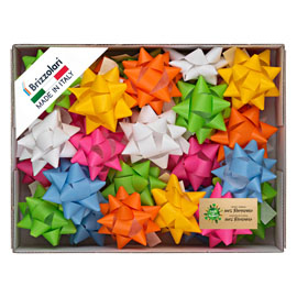 STELLE DI NASTRO SIMILPAPER - 10 MM X DIAM. 5 CM - COLORI ASSORTITI PRIMAVERA - BRIZZOLARI - CONF. 100 PEZZI 99259