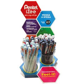PENNA A SFERA IZEE - 4 COLORI - PENTEL - EXPO 36 PEZZI 98804