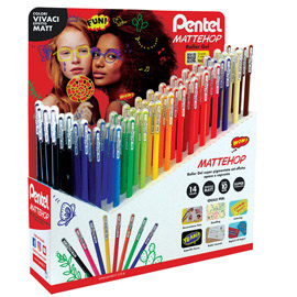 PENNA GEL MATTEHOP - PUNTA 1,0 MM - COLORI ASSORTITI - PENTEL - EXPO 64 PEZZI 102358