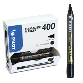 MARCATORE PERMANENTE MARKERS 400 - PUNTA SCALPELLO 4,5 MM - ROSSO - PILOT - CONF. 15 + 5 PEZZI GRATIS 80502