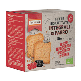 FETTE BISCOTTATE INTEGRALI AL FARRO - 300 GR - FIOR DI LOTO - CONF. 36 PEZZI 96836