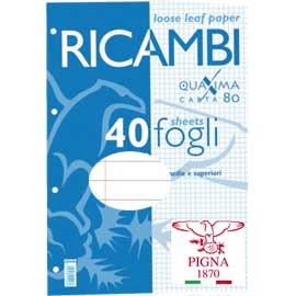 RICAMBI FORATI QUAXIMA - A4 - 1 RIGO CON MARGINE - 80GR - 40 FOGLI - PIGNA 28843