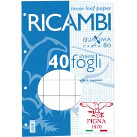 RICAMBI FORATI QUAXIMA - A4 - QUADRETTO 10MM - 40 FOGLI - 80GR - PIGNA 28847