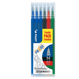 REFILL FRIXIONBALL - PUNTA 0,7MM - 3 BLU, 1 NERO, 1 ROSSO, 1 VERDE  - PILOT - CONF. 6 PEZZI 82717