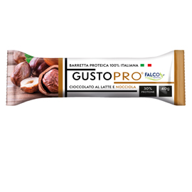 BARRETTA PROTEICA GUSTOPRO - CIOCCOLATO AL LATTE E NOCCIOLA - 40 GR - FALCO 100502