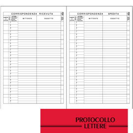 REGISTRO PROTOCOLLO LETTERE RICEVUTE-SPEDITE - USO MANO - 21 X 31CM - 100 FOGLI - BM 67687