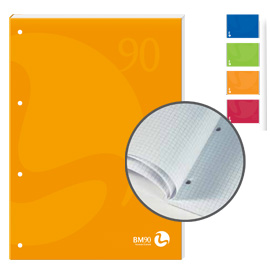 BLOCCO NOTES BM90 - A4 - COLLATO LATO LUNGO - QUADRETTI 5MM - 50FG - 90GR - 4FORI - COPERTINA 250GR - BM 71059