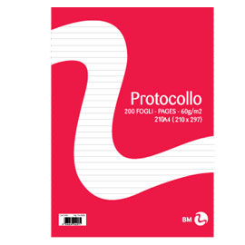 FOGLI PROTOCOLLO - A4 - 1 RIGO - 20 FOGLI - 60 GR - BM 71066