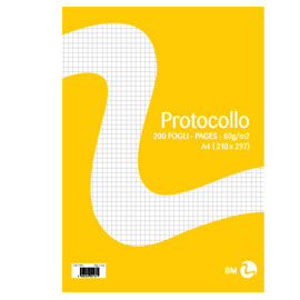 FOGLI PROTOCOLLO - A4 - QUADRETTO 5MM - 20 FOGLI - 60 GR - BM 71067