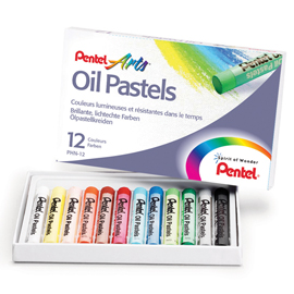 PASTELLI A OLIO - LUNGHEZZA 60 MM - COLORI ASSORTITI - PENTEL - ASTUCCIO 12 PEZZI 82442