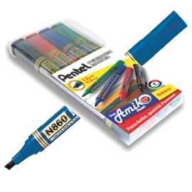 MARCATORE PERMANENT MARKER N860 LINEA AMIKO - PUNTA A SCALPELLO 4,5MM - ASTUCCIO 4 COLORI - AMIKO 73438
