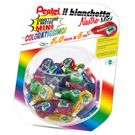0100959 IL BIANCHETTO - NASTRO 5 MM X 6 MT - COLORI ASSORTITI - PENTEL - BOCCIA 48 PEZZI 83903