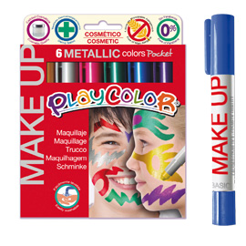 TEMPERA SOLIDA MAKE UP - COSMETICA - PLAYCOLOR - ASTUCCIO 6 COLORI METALLIC 79637