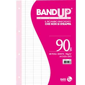 RICAMBI BANDUP FORATI RINFORZATI - A4 - RIGO DI 1A - 40 FOGLI - 90GR - BM 64426