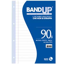 RICAMBI BANDUP FORATI RINFORZATI - A4 - RIGO DI 3A - 40 FOGLI - 90GR - BM 64427
