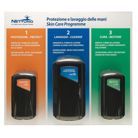 PANNELLO PER PROTEZIONE E LAVAGGIO DELLE MANI - CON 3 DISPENSER - 67,4 X 60 X 1 CM - NETTUNO 98366