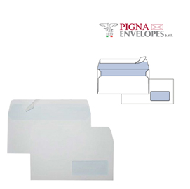 BUSTA BIANCA CON FINESTRA - SERIE EDERA STRIP - 110X230 MM - 90 GR - PIGNA - CONF. 500 PEZZI 36973