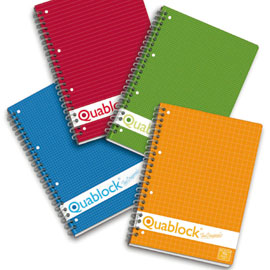 BLOCCO SPIRALATO QUABLOCK ORIGINAL - 22X29,7MM - 1 RIGO - 120 FOGLI - 80GR - 4 FORI - PIGNA 38544