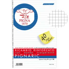 RICAMBI FORATI RINFORZATI PIGNARIC - A4 - QUADRETTO 4MM - 40 FOGLI - 80GR - PIGNA 54883