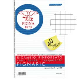 RICAMBI FORATI RINFORZATI PIGNARIC - A4 - QUADRETTO 5MM - 40 FOGLI - 80GR - PIGNA 54884