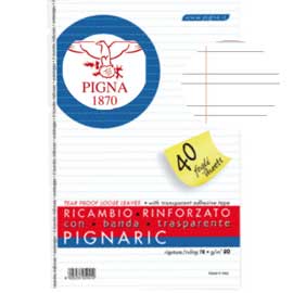 RICAMBI FORATI RINFORZATI PIGNARIC - A4 - RIGO DI 3A - 40 FOGLI - 80GR - PIGNA 54886
