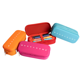 ASTUCCIO 2 ZIP MONOCROMO -  21 X 5 X 9 CM - SILICONE/POLIESTERE - COLORI ASSORTITI - PIGNA 102474