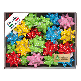 STELLE DI NASTRO ECOCARTA - 15 MM X DIAM. 6,5 CM - FANTASIE ASSORTITE - BRIZZOLARI - CONF. 50 PEZZI 99264