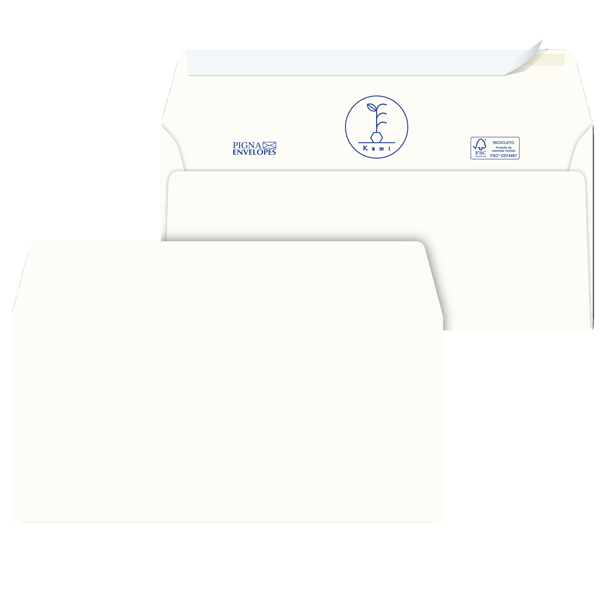 BUSTE BIANCHE KAMI - IN CARTA RICICLATA - SENZA FINESTRA - 110X230 MM - 100 GR - PIGNA - CONF. 500 PEZZI 90093
