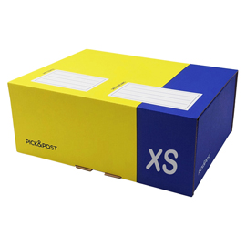 SCATOLA AUTOMONTANTE PER ECOMMERCE PICKPOST - XS - 34 X 24 X 6 CM - GIALLO/BLU - BLASETTI 102003