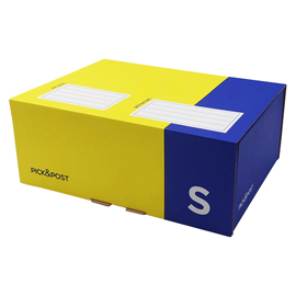 SCATOLA AUTOMONTANTE PER ECOMMERCE PICKPOST - S - 26 X 19 X 10 CM - GIALLO/BLU - BLASETTI 102004