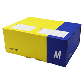 SCATOLA AUTOMONTANTE PER ECOMMERCE PICKPOST - M - 36 X 24 X 12 CM - GIALLO/BLU - BLASETTI 102005