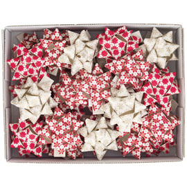 STELLE DI NASTRO CARTA ERBA - 20 MM X DIAM. 9 CM - FANTASIE ASSORTITE NATALE - BRIZZOLARI - CONF. 36 PEZZI 99275