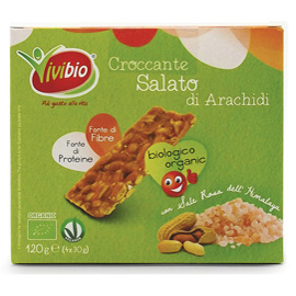 BARRETTA CROCCANTE - ARACHIDI - SALATO - 120 GR - VIVIBIO 95153