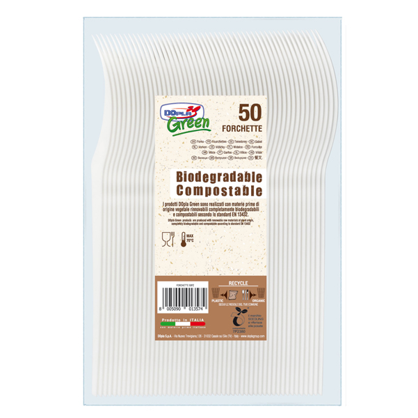 FORCHETTE IN ESTABIO - AVORIO - DOPLA GREEN - CONF. 50 PEZZI 91422