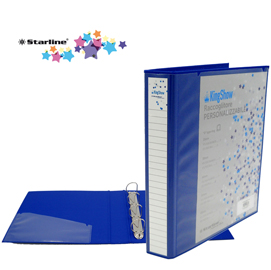 RACCOGLITORE PERSONALIZZABILE KINGSHOW - 4 ANELLI A D 25 MM - DORSO 4 CM - 22X30 CM - BLU -STARLINE STL7031
