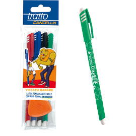 PENNA A SFERA CANCELLABILE CANCELLIK - PUNTA 1,0MM - COLORI ASSORTITI - TRATTO - CONF. 4 PEZZI 58503