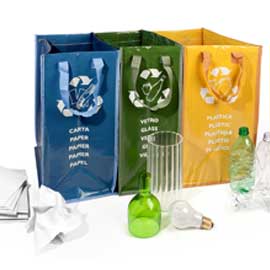 SET RICICLA BAG - 3 CONTENITORI - MISURE ASSORTITE - VERDE-OCRA-BLU - PERFETTO 74164