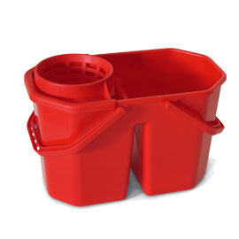 SECCHIO A DOPPIA VASCA CON STRIZZATORE - PPL RICICLABILE - 15 L - ROSSO - IN FACTORY 74100