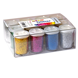 GLITTER FLACONE GRANA FINE - 25ML - COLORI ASSORTITI - DECO - CONF. 12 FLACONI 67410