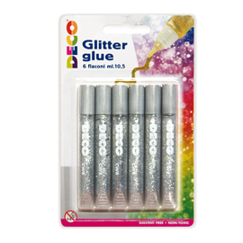 BLISTER COLLA GLITTER - 10,5 ML - ARGENTO - DECO - CONF. 6 PEZZI 82426