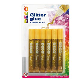 BLISTER COLLA GLITTER - 10,5 ML - ORO - DECO - CONF. 6 PEZZI 82427