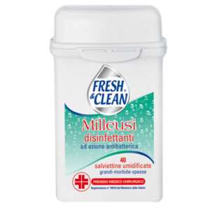 SALVIETTE DISINFETTANTI ANTIBATTERICHE MILLEUSI - FRESHCLEAN - BARATTOLO DA 40 PEZZI 91508