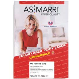 ADESIVO POLIESTERE - STAMPA LASER - A3 - TRASPARENTE PERMANENTE LUCIDO - AS MARRI - CONF. 100 FOGLI 62178